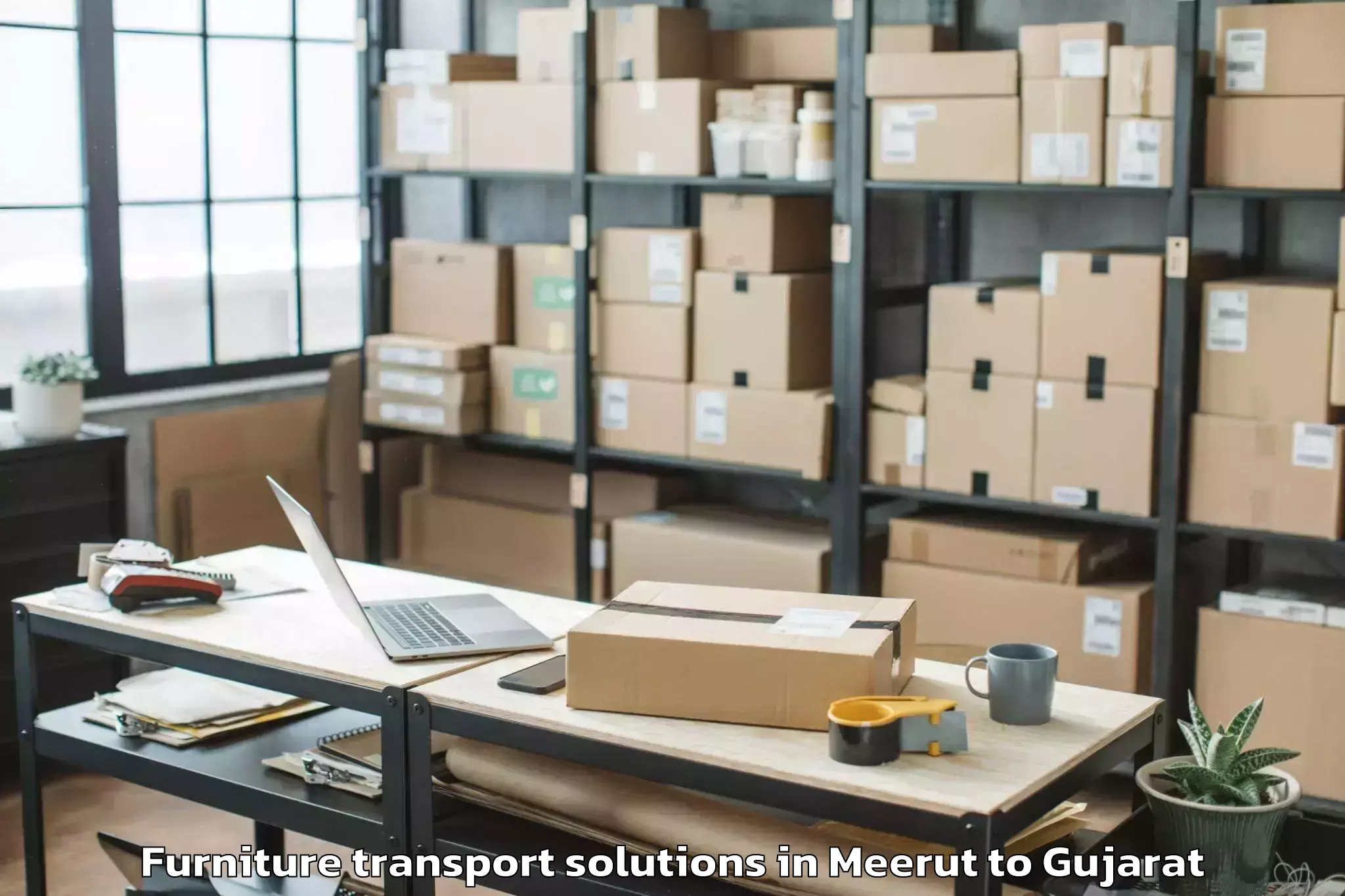 Easy Meerut to Sanand Furniture Transport Solutions Booking